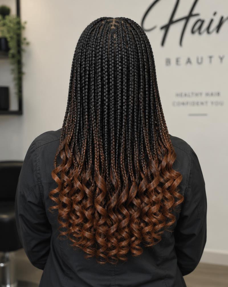 Braids with copper French curl ends
